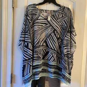 Chicos Zebra Stripe Sheer Top S/M
